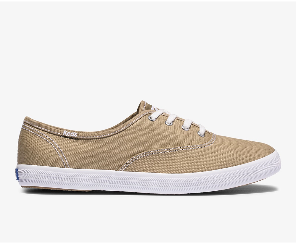 Πανινα Παπουτσια Γυναικεια - Keds Champion Seasonal Organic Cotton Καμβας - Καφε - GNBQY2641